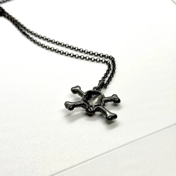 Vivienne Westwood Gunmetal Black Skull Vintage Saturn Orb Punk Necklace - Picture 3 of 4